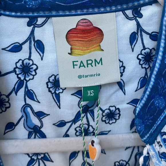 Farm Rio long sleeve mini dress in blue palm trees - Picture 7 of 10